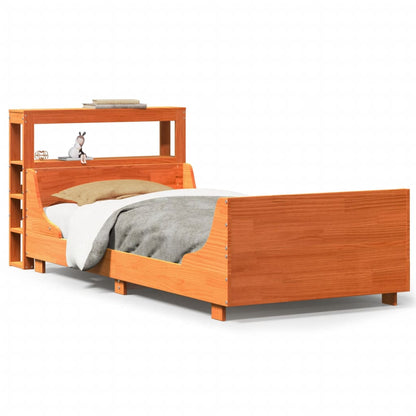 Cadre de lit sans matelas cire marron 100x200cm bois pin massif