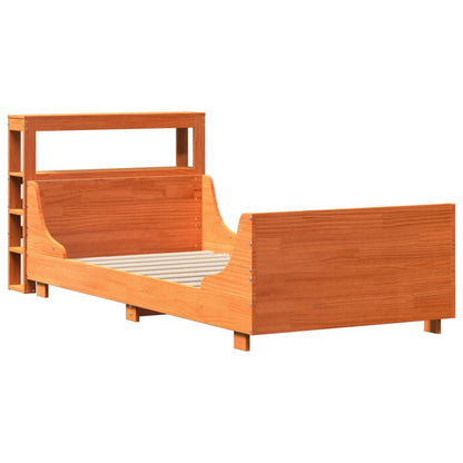 Cadre de lit sans matelas cire marron 100x200cm bois pin massif