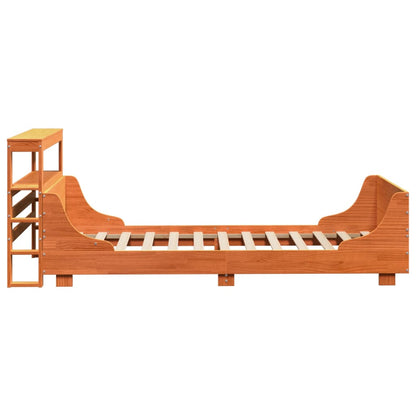 Cadre de lit sans matelas cire marron 100x200cm bois pin massif