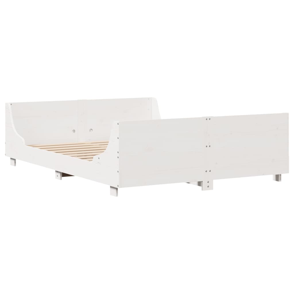 Cadre de lit sans matelas blanc 135x190 cm bois de pin massif