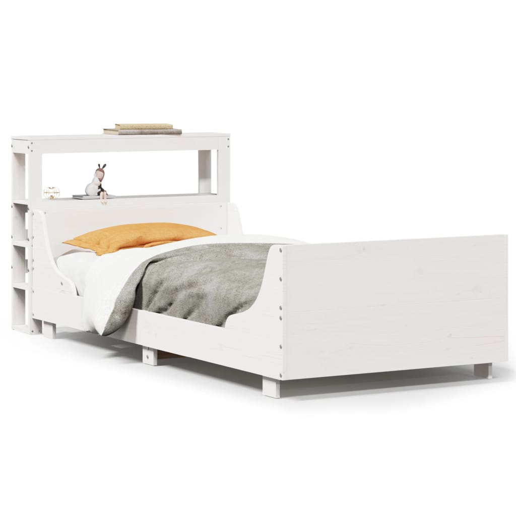 Cadre de lit sans matelas blanc 75x190 cm bois de pin massif