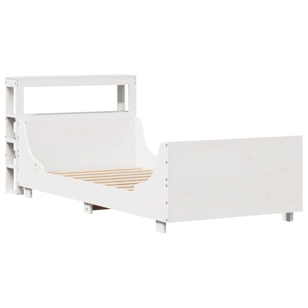 Cadre de lit sans matelas blanc 75x190 cm bois de pin massif