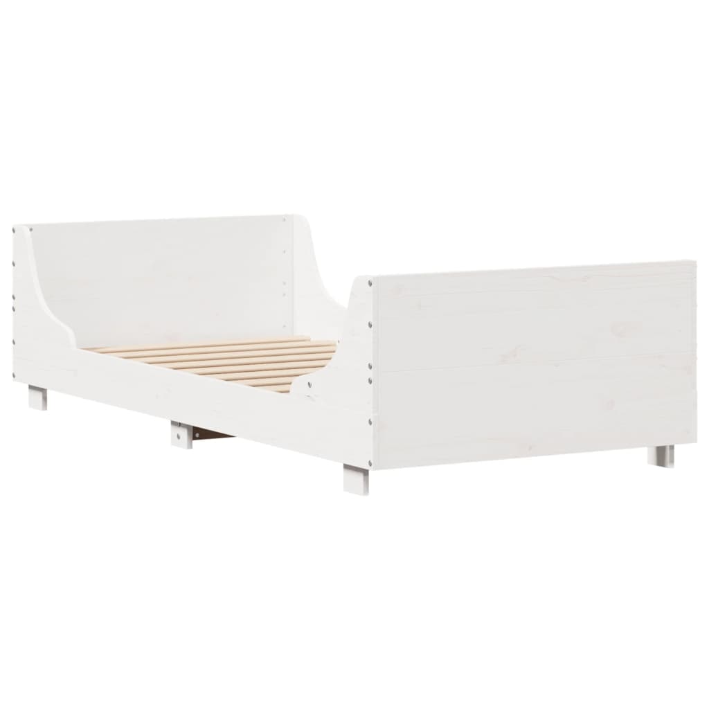 Cadre de lit sans matelas blanc 75x190 cm bois de pin massif