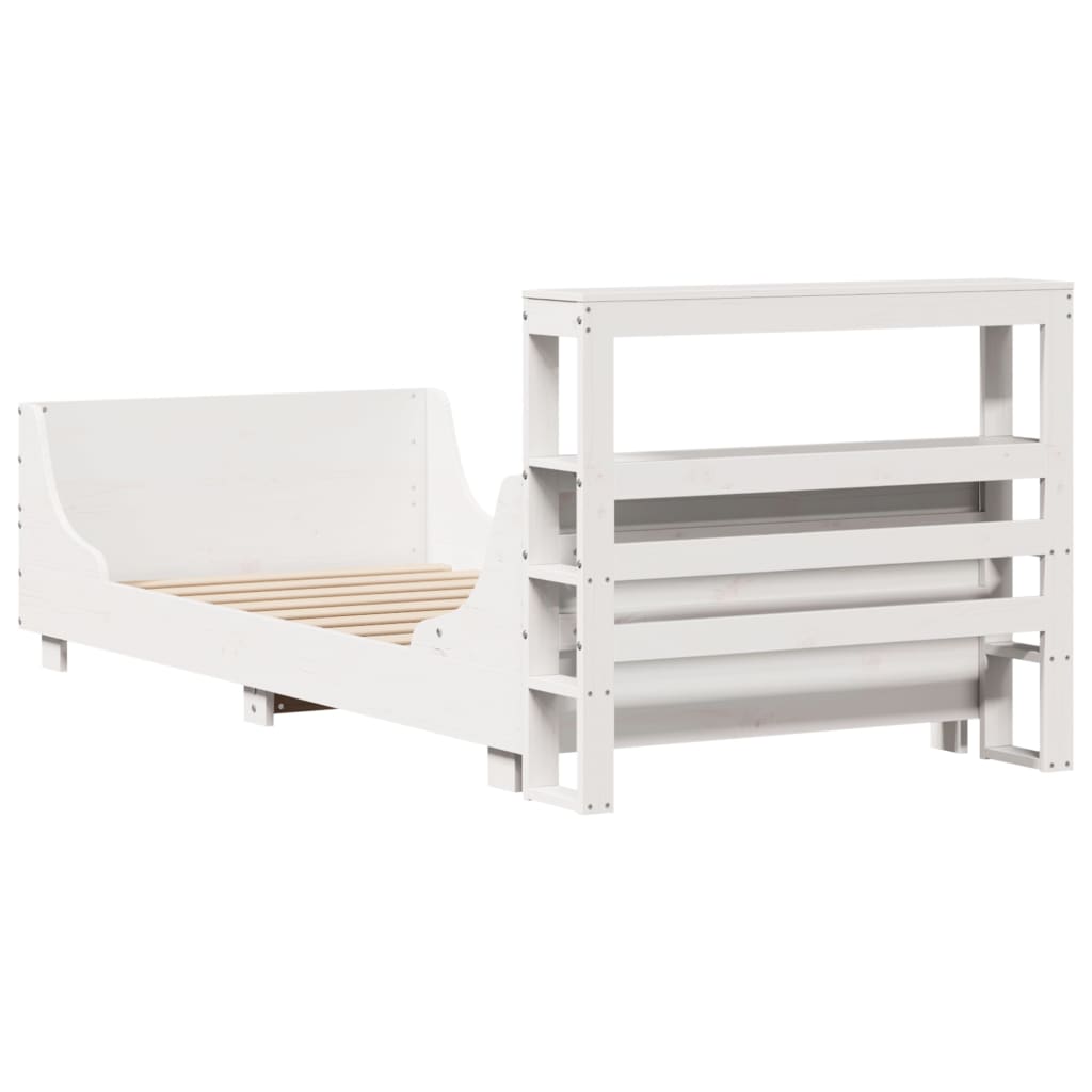 Cadre de lit sans matelas blanc 75x190 cm bois de pin massif