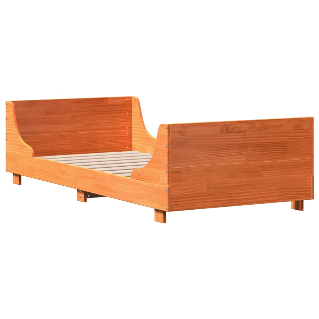 Cadre de lit sans matelas cire marron 75x190 cm bois pin massif