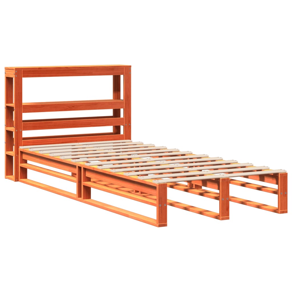 Cadre de lit sans matelas cire marron 90x200 cm bois pin massif