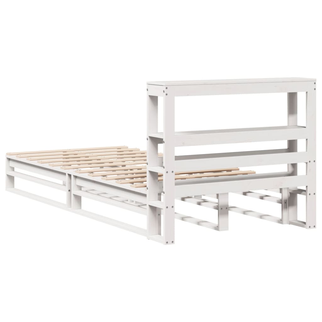 Cadre de lit sans matelas blanc 100x200 cm bois de pin massif