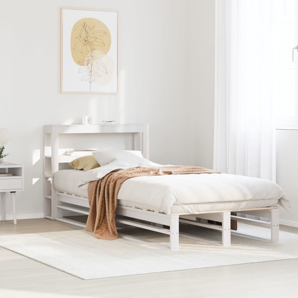 Cadre de lit sans matelas blanc 100x200 cm bois de pin massif