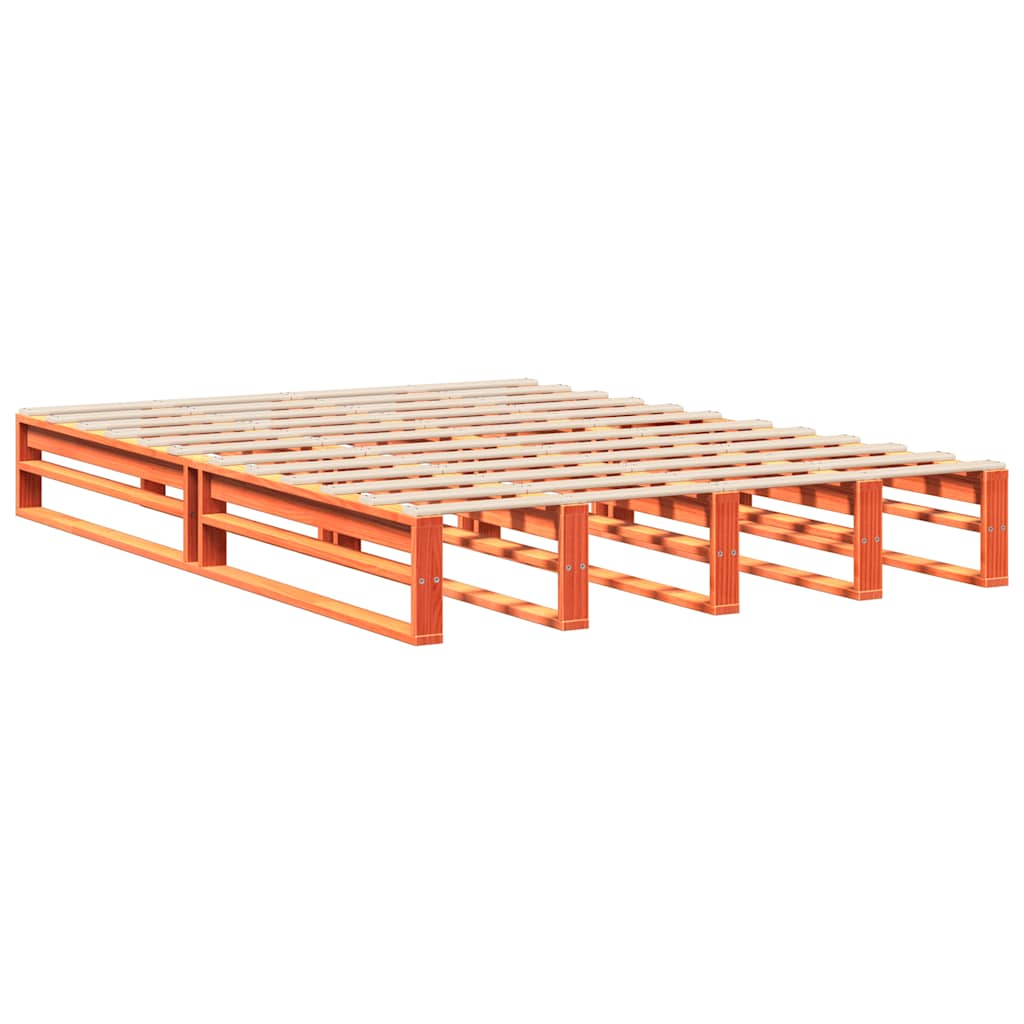 Cadre de lit sans matelas cire marron 120x200cm bois pin massif