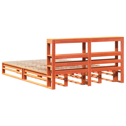 Cadre de lit sans matelas cire marron 120x200cm bois pin massif