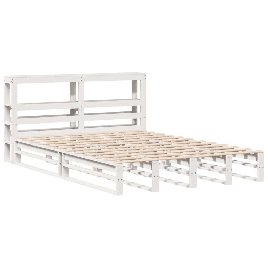 Cadre de lit sans matelas blanc 140x200 cm bois de pin massif