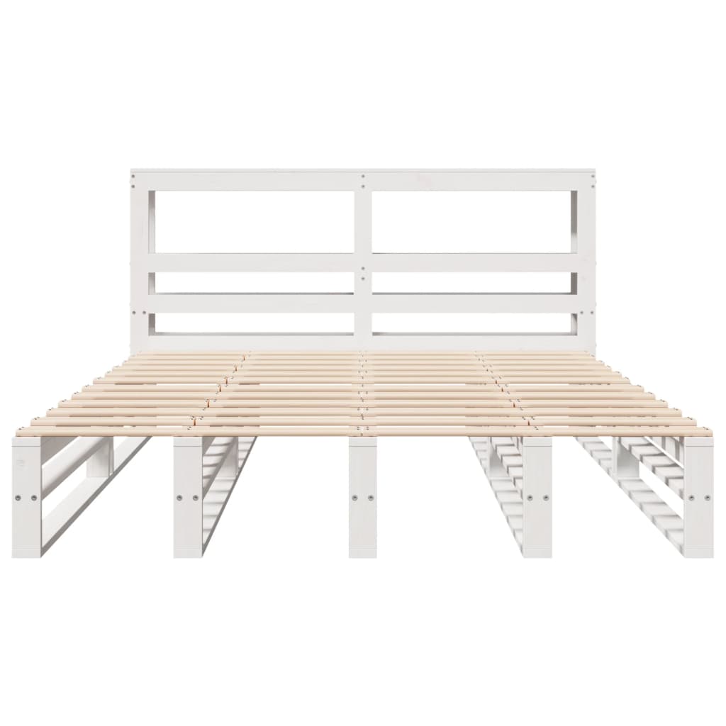 Cadre de lit sans matelas blanc 140x200 cm bois de pin massif