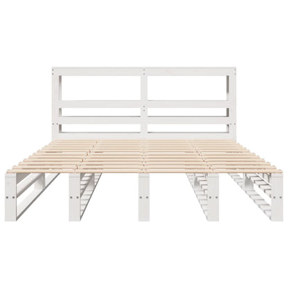 Cadre de lit sans matelas blanc 140x200 cm bois de pin massif