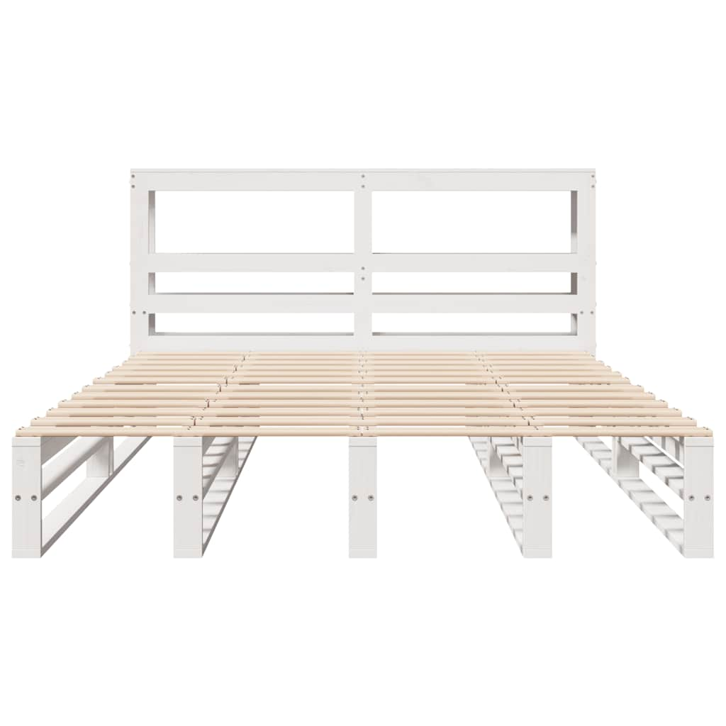 Cadre de lit sans matelas blanc 150x200 cm bois de pin massif