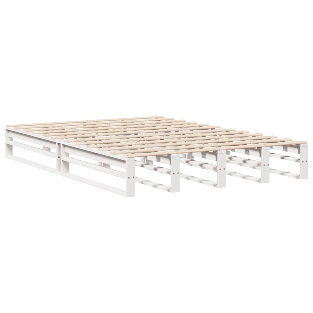 Cadre de lit sans matelas blanc 150x200 cm bois de pin massif