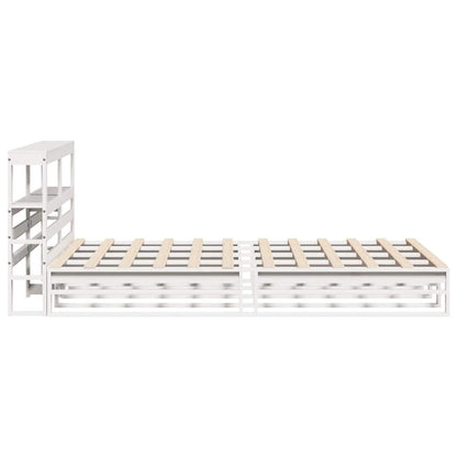 Cadre de lit sans matelas blanc 150x200 cm bois de pin massif