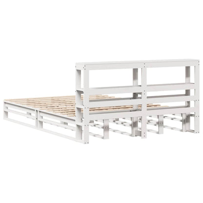 Cadre de lit sans matelas blanc 150x200 cm bois de pin massif