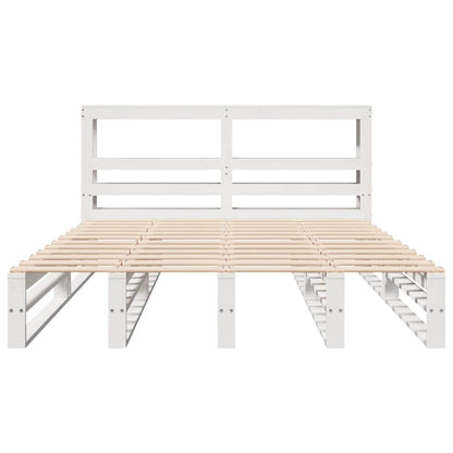 Cadre de lit sans matelas blanc 160x200 cm bois de pin massif