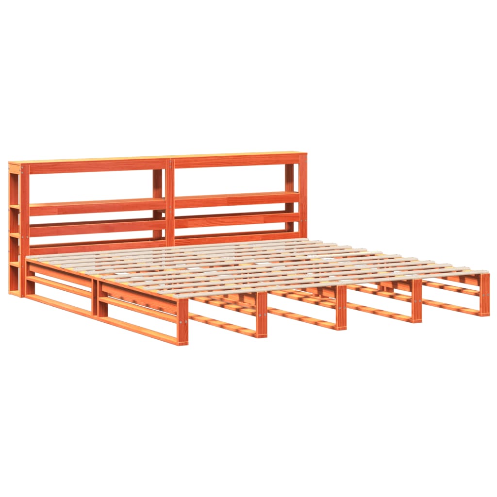 Cadre de lit sans matelas cire marron 180x200cm bois pin massif