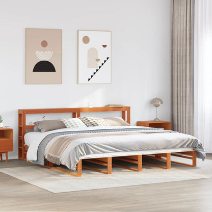 Cadre de lit sans matelas cire marron 180x200cm bois pin massif