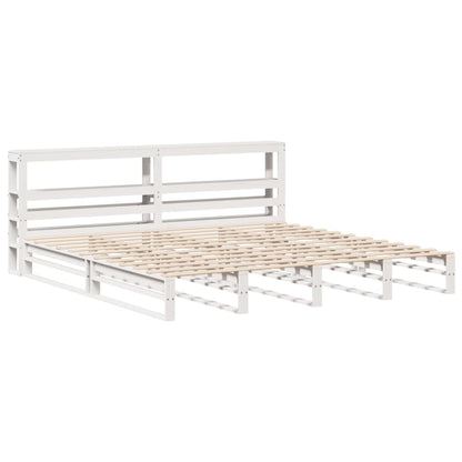 Cadre de lit sans matelas blanc 200x200 cm bois massif de pin