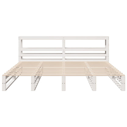 Cadre de lit sans matelas blanc 200x200 cm bois massif de pin