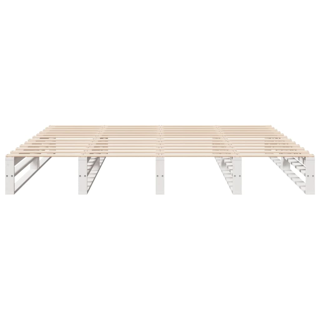 Cadre de lit sans matelas blanc 200x200 cm bois massif de pin