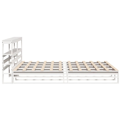 Cadre de lit sans matelas blanc 200x200 cm bois massif de pin