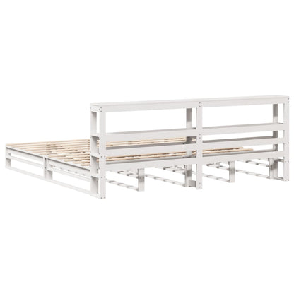 Cadre de lit sans matelas blanc 200x200 cm bois massif de pin