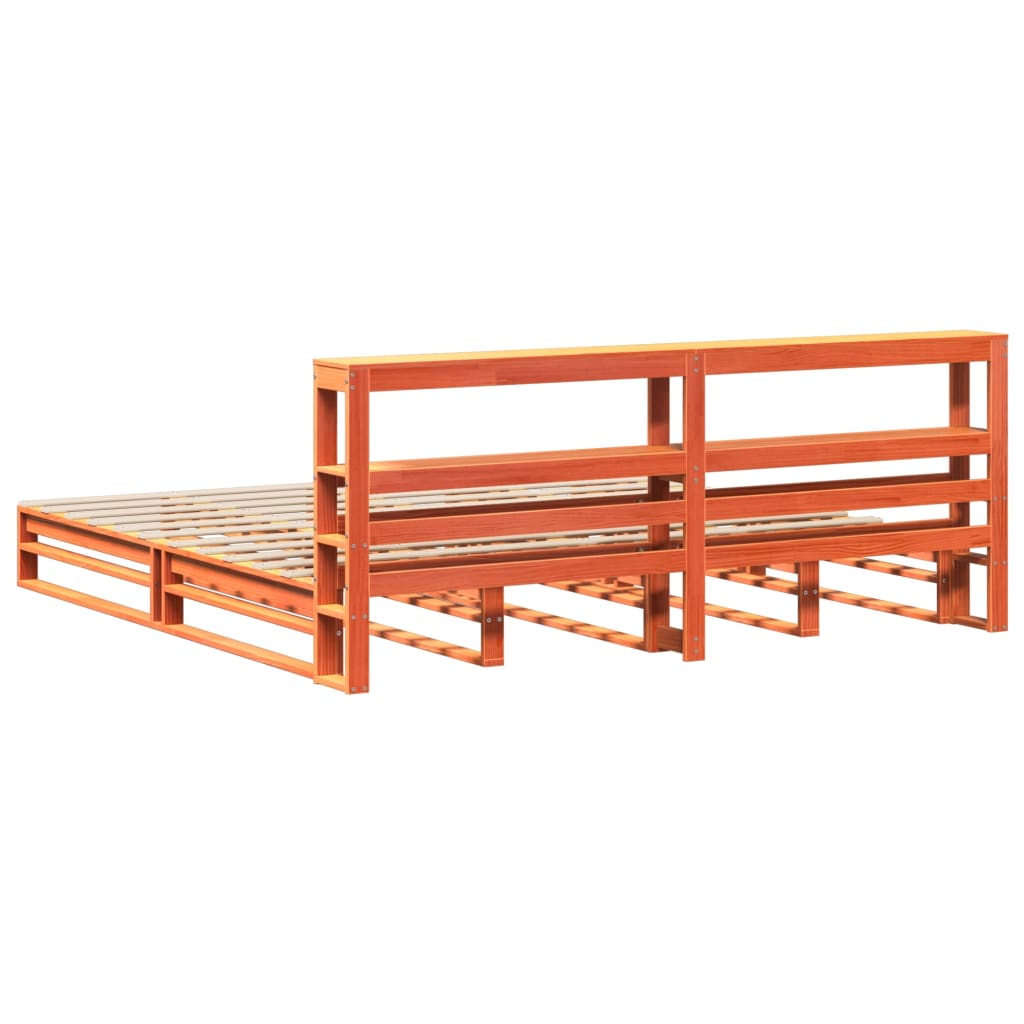 Cadre de lit sans matelas cire marron 200x200cm bois pin massif