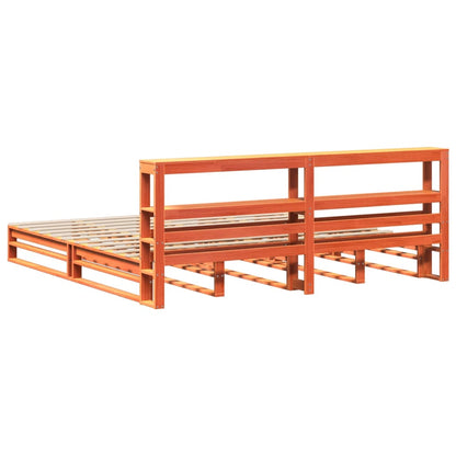 Cadre de lit sans matelas cire marron 200x200cm bois pin massif