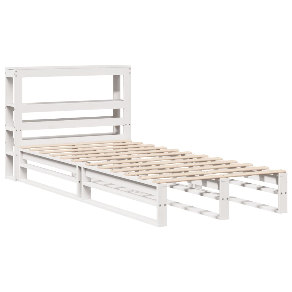 Cadre de lit sans matelas blanc 75x190 cm bois de pin massif