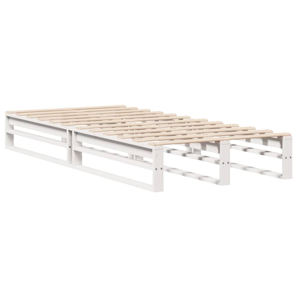 Cadre de lit sans matelas blanc 75x190 cm bois de pin massif