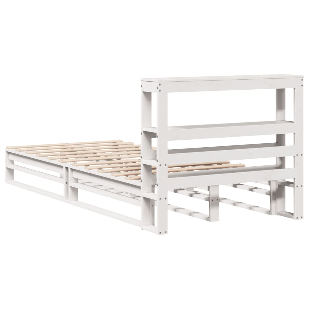 Cadre de lit sans matelas blanc 75x190 cm bois de pin massif