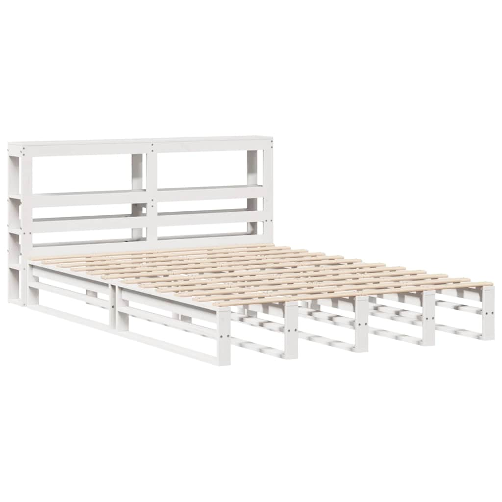 Cadre de lit sans matelas blanc 135x190 cm bois de pin massif