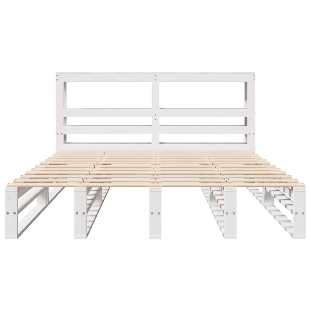 Cadre de lit sans matelas blanc 135x190 cm bois de pin massif