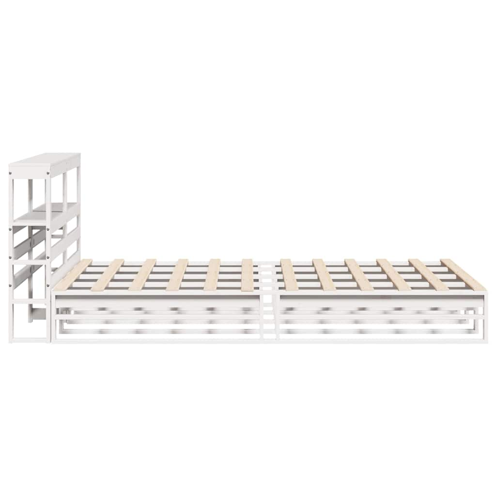 Cadre de lit sans matelas blanc 135x190 cm bois de pin massif