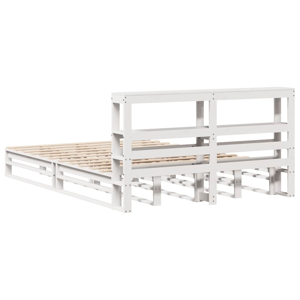 Cadre de lit sans matelas blanc 135x190 cm bois de pin massif