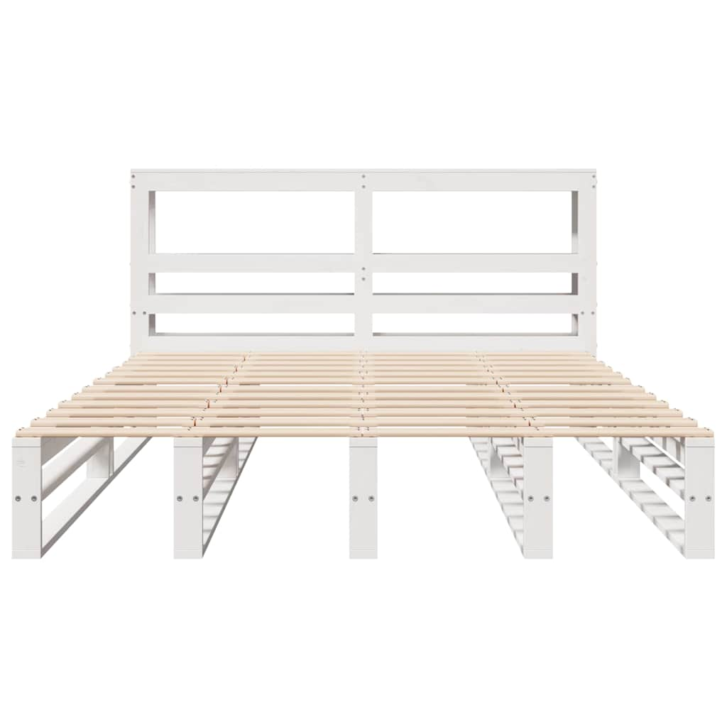 Cadre de lit sans matelas blanc 140x190 cm bois de pin massif