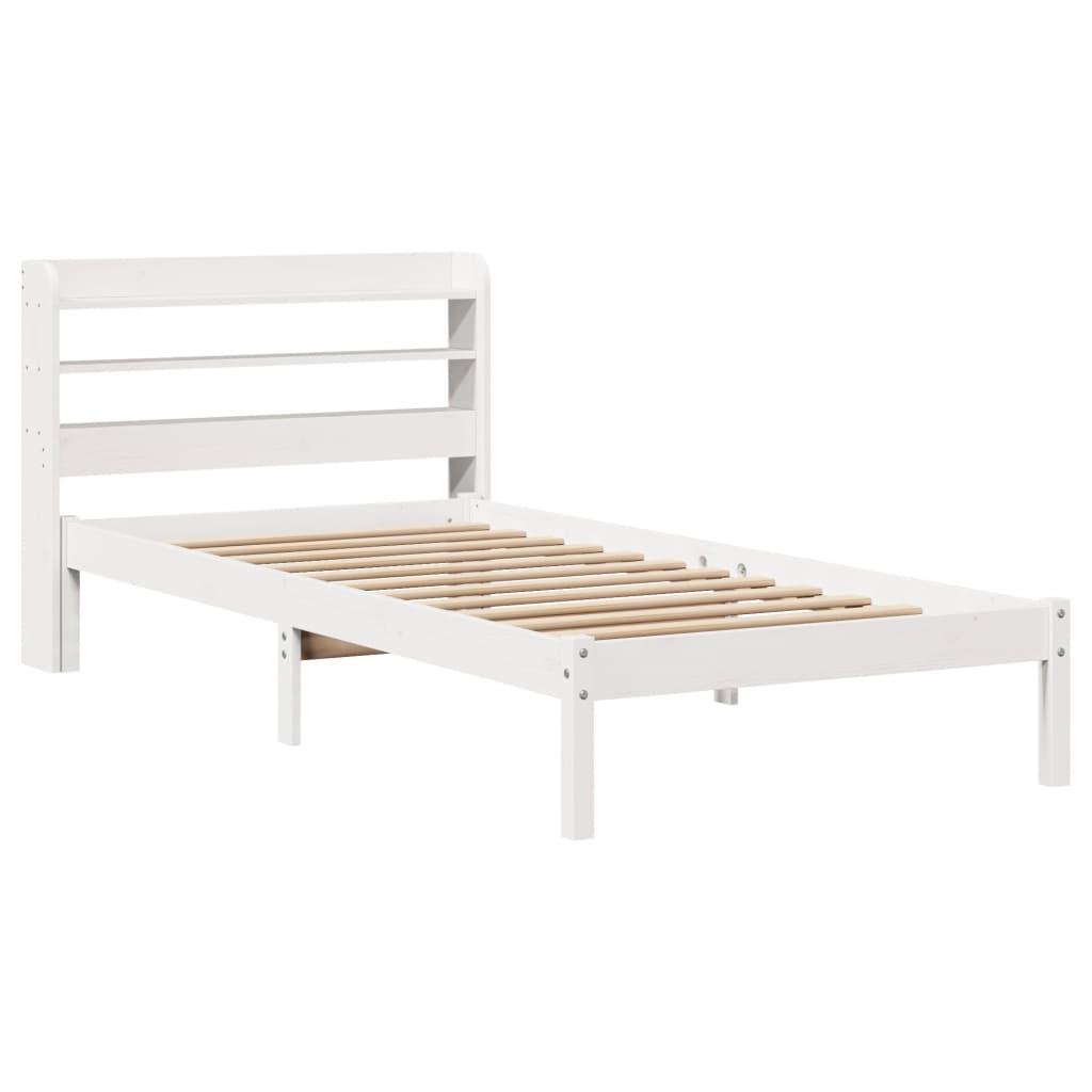 Cadre de lit sans matelas blanc 75x190 cm bois de pin massif