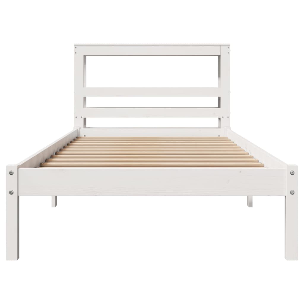 Cadre de lit sans matelas blanc 75x190 cm bois de pin massif