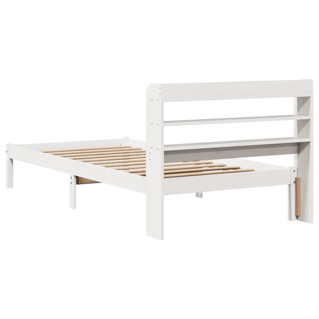 Cadre de lit sans matelas blanc 75x190 cm bois de pin massif