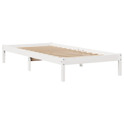 Cadre de lit sans matelas blanc 75x190 cm bois de pin massif