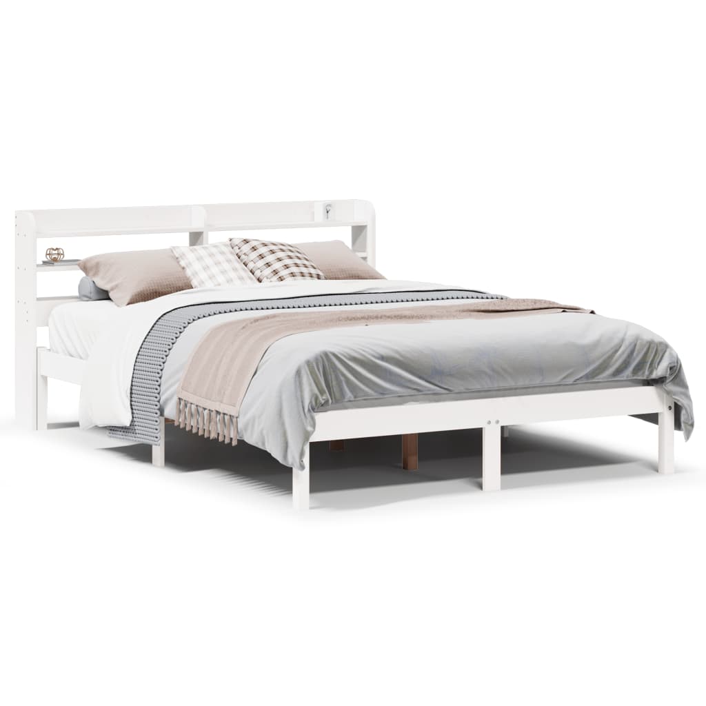 Cadre de lit sans matelas blanc 120x190 cm bois de pin massif