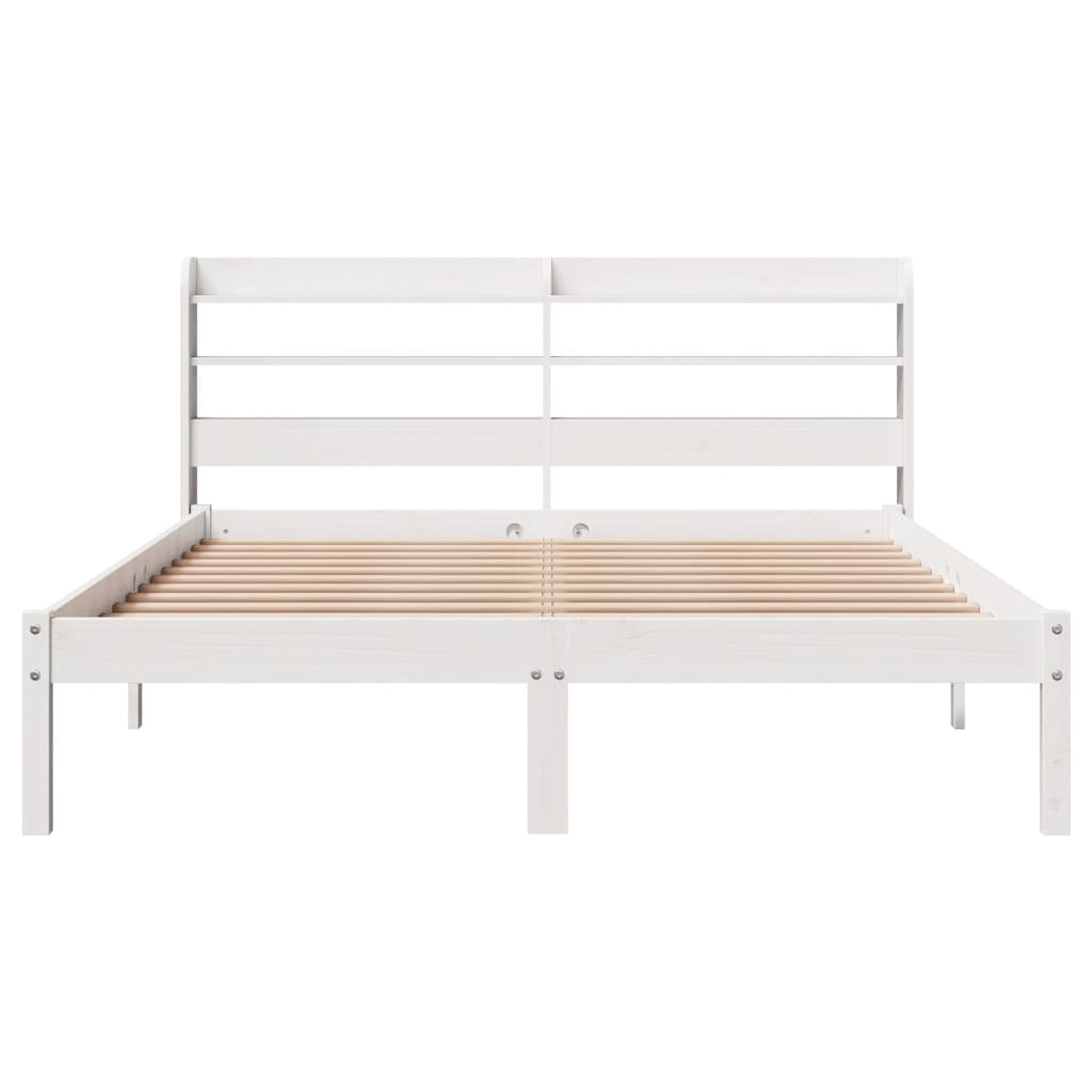 Cadre de lit sans matelas blanc 140x190 cm bois de pin massif