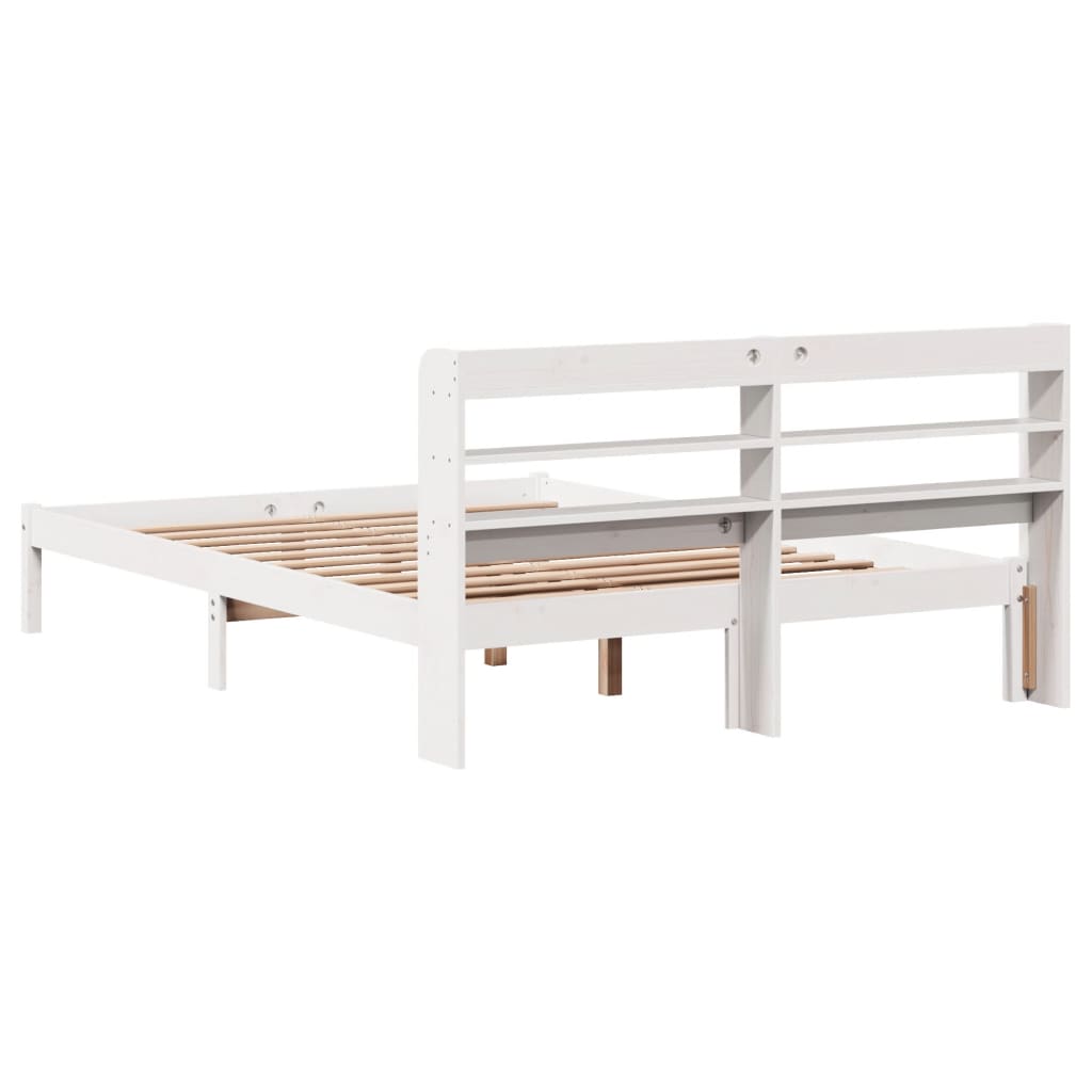 Cadre de lit sans matelas blanc 140x190 cm bois de pin massif