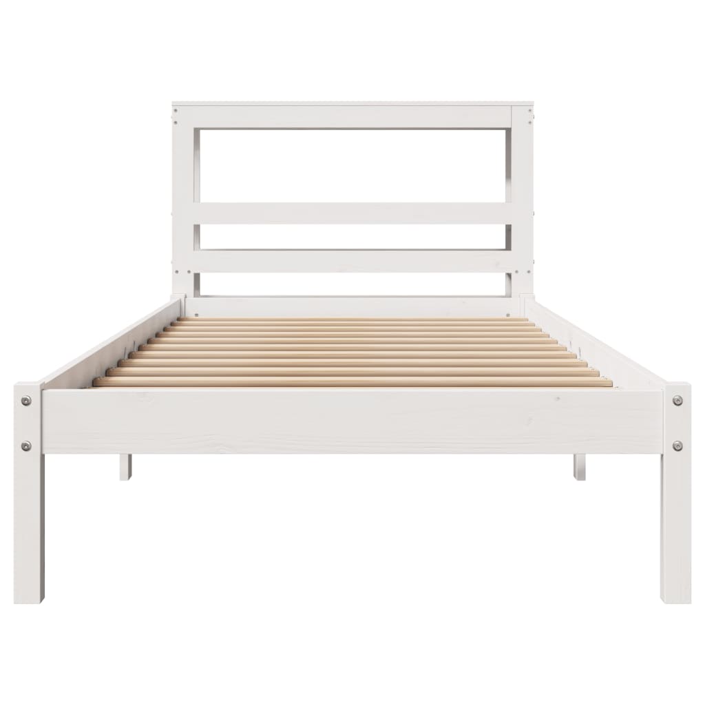 Cadre de lit sans matelas blanc 100x200 cm bois de pin massif