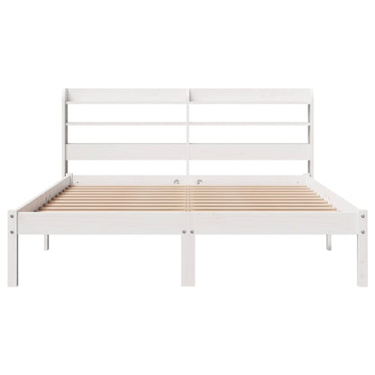 Cadre de lit sans matelas blanc 150x200 cm bois de pin massif