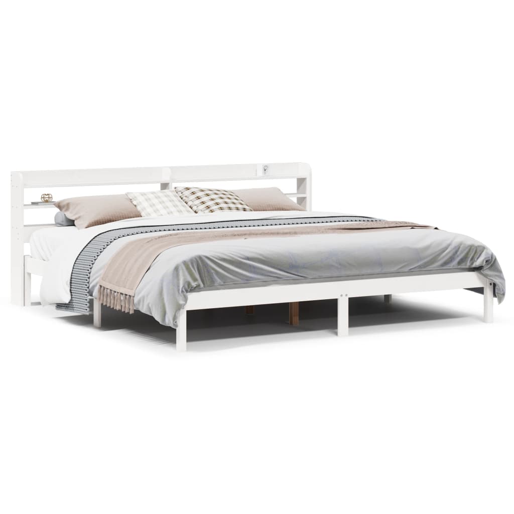 Cadre de lit sans matelas blanc 180x200 cm bois massif de pin