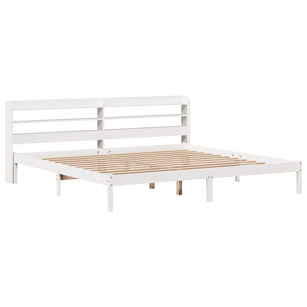 Cadre de lit sans matelas blanc 180x200 cm bois massif de pin